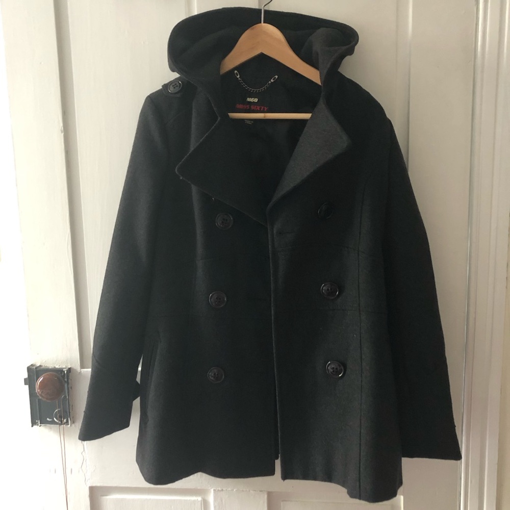 Miss Sixty Gray Hooded Pea Coat